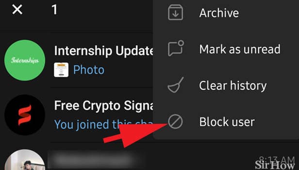 标题为在 Telegram 上阻止某人的图片第 4 步